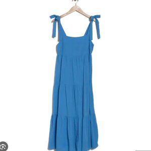 Madewell Sun dress, Tie Straps, Tiered, Blue